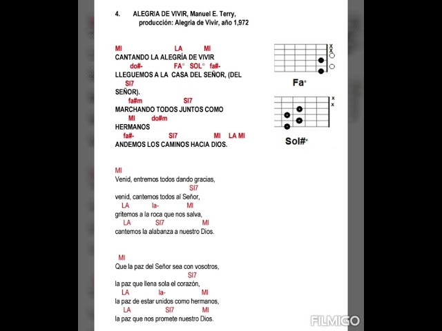 cantando la alegria de vivir partitura