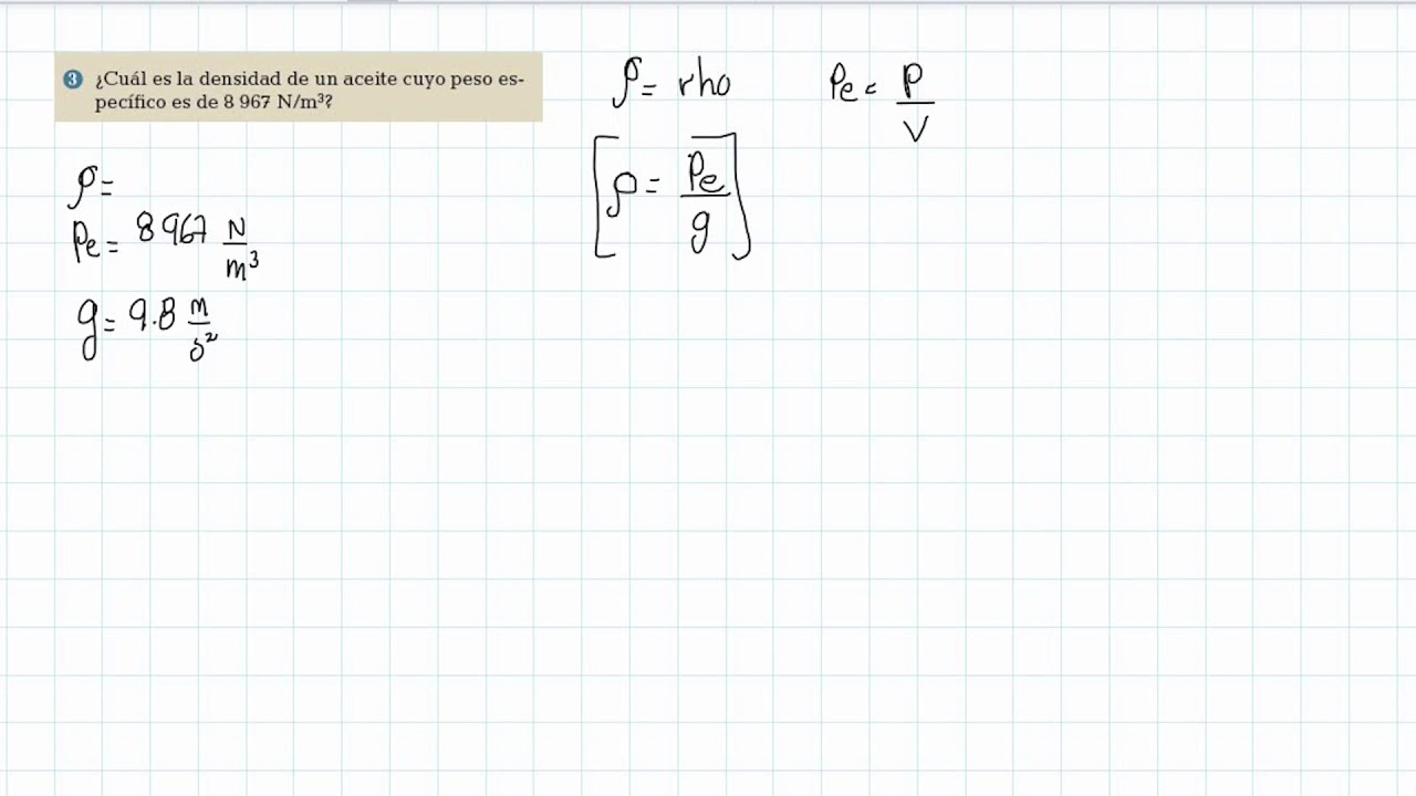 densidad del aceite en kg l