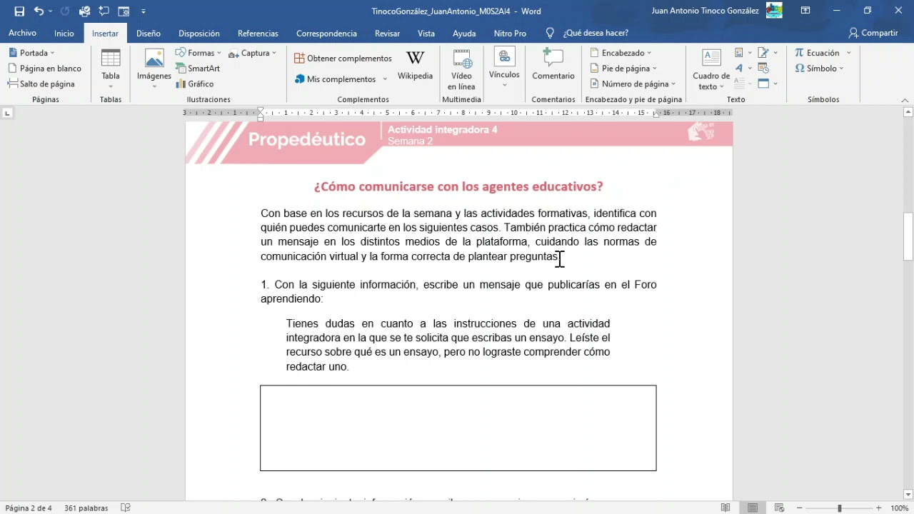 escribe el mensaje que le enviarías para solucionar la situación