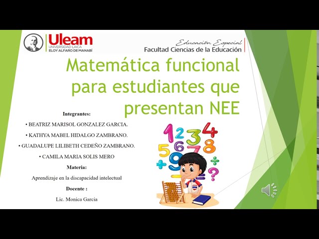 matematicas funcional para estudiantes que presentan nee
